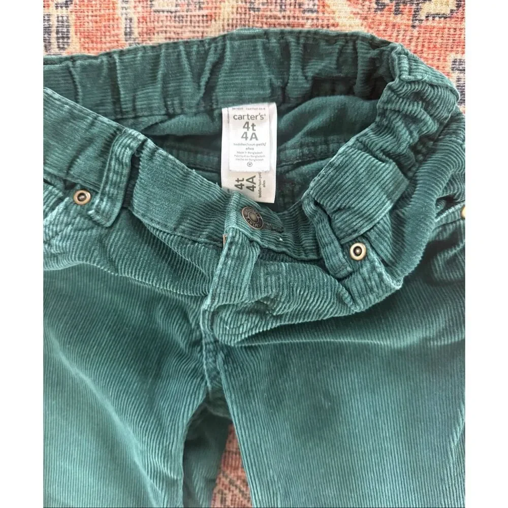 Carter’s 4T Toddler Boys Green Corduroy Straight Leg Pants